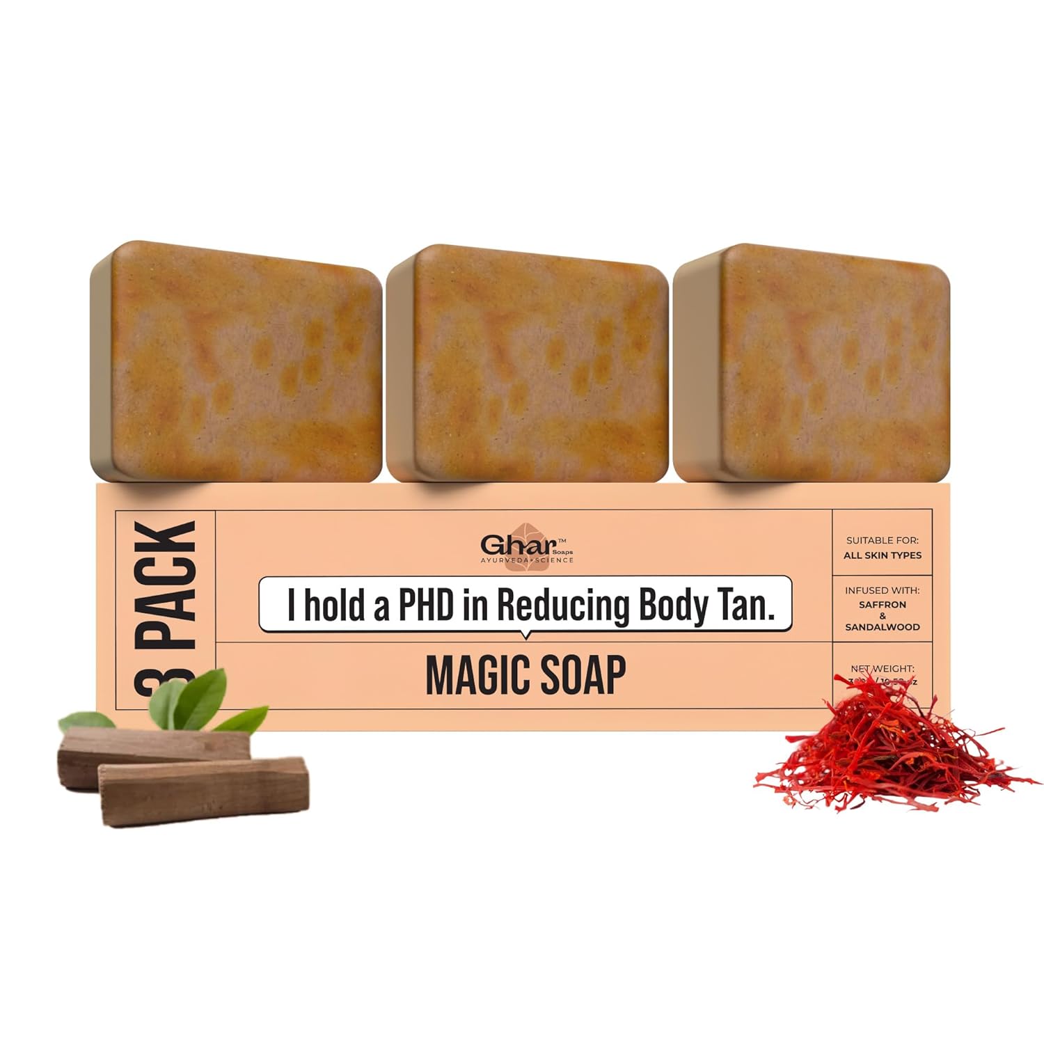 Ghar & Saffron Magic Soaps (150 GMS Pack Of 3) For Men & Women BUY 1 GET 2 FREE